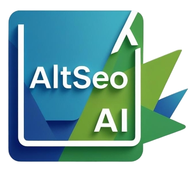 Logo of AltSeo AI featuring a modern design with blue and green shapes and text highlighting its focus on AI technology.